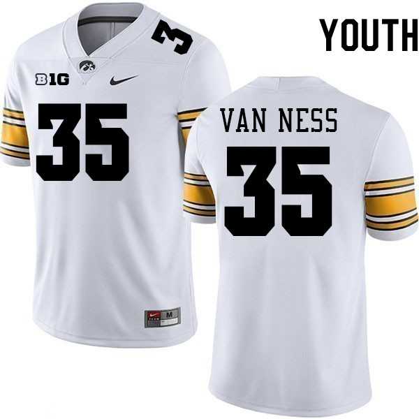 Youth #35 Devan Van Ness Iowa Hawkeyes College Football Jerseys Stitched-White